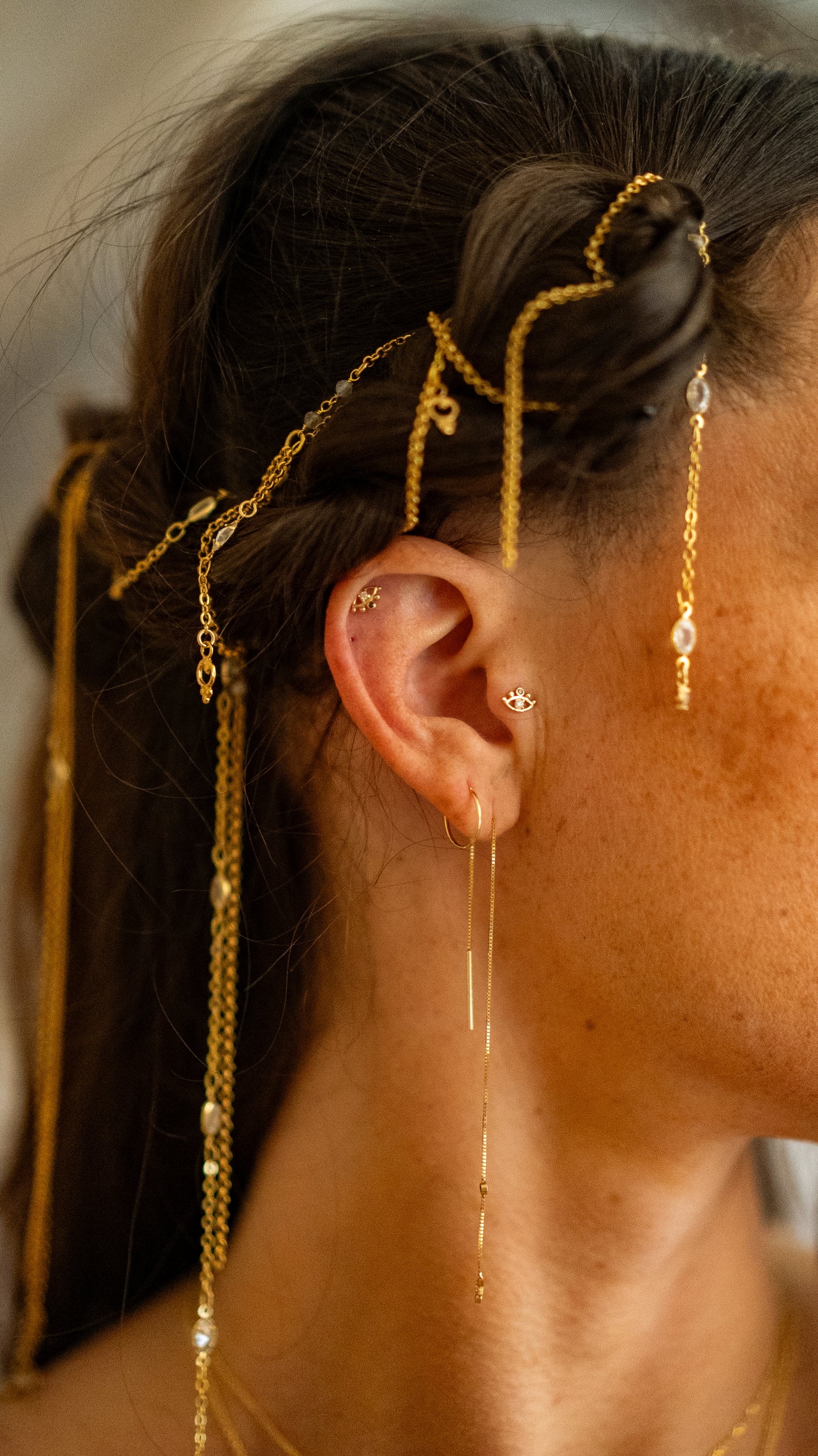 TINY EYE 14K Solid Gold Stud Earrings