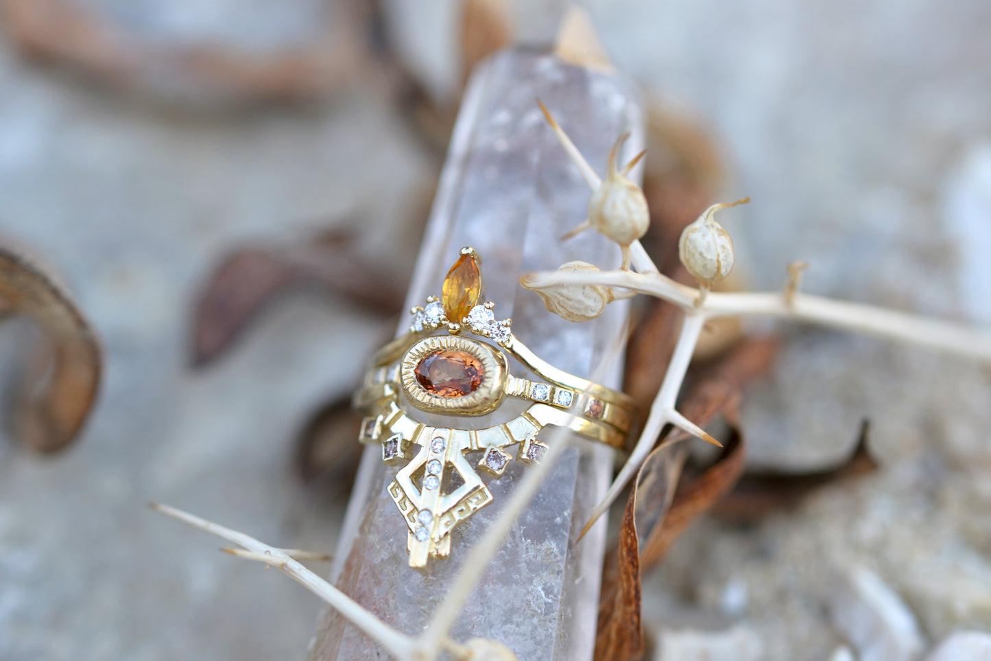 BENNU 14K Solid Gold- 3 Rings Set