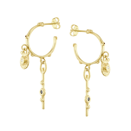 SUN 14k Solid Yellow Gold Diamonds Earrings