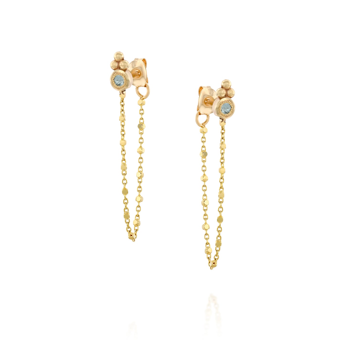 NAYA 14K Solid Yellow Gold Aquamarine Earrings