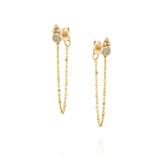 NAYA 14K Solid Yellow Gold Aquamarine Earrings