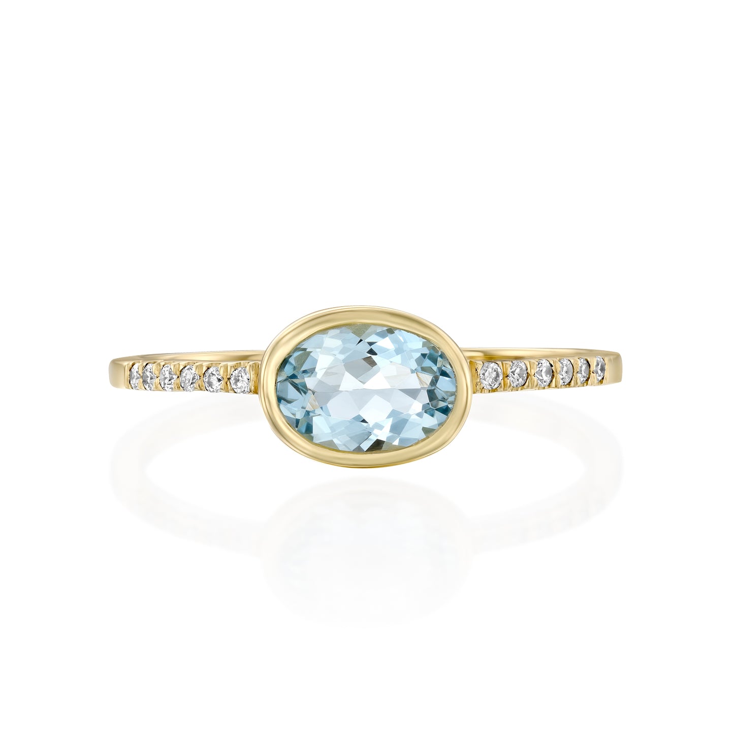 BHAVANI Ring 14K Gold Aquamarine and White Diamonds