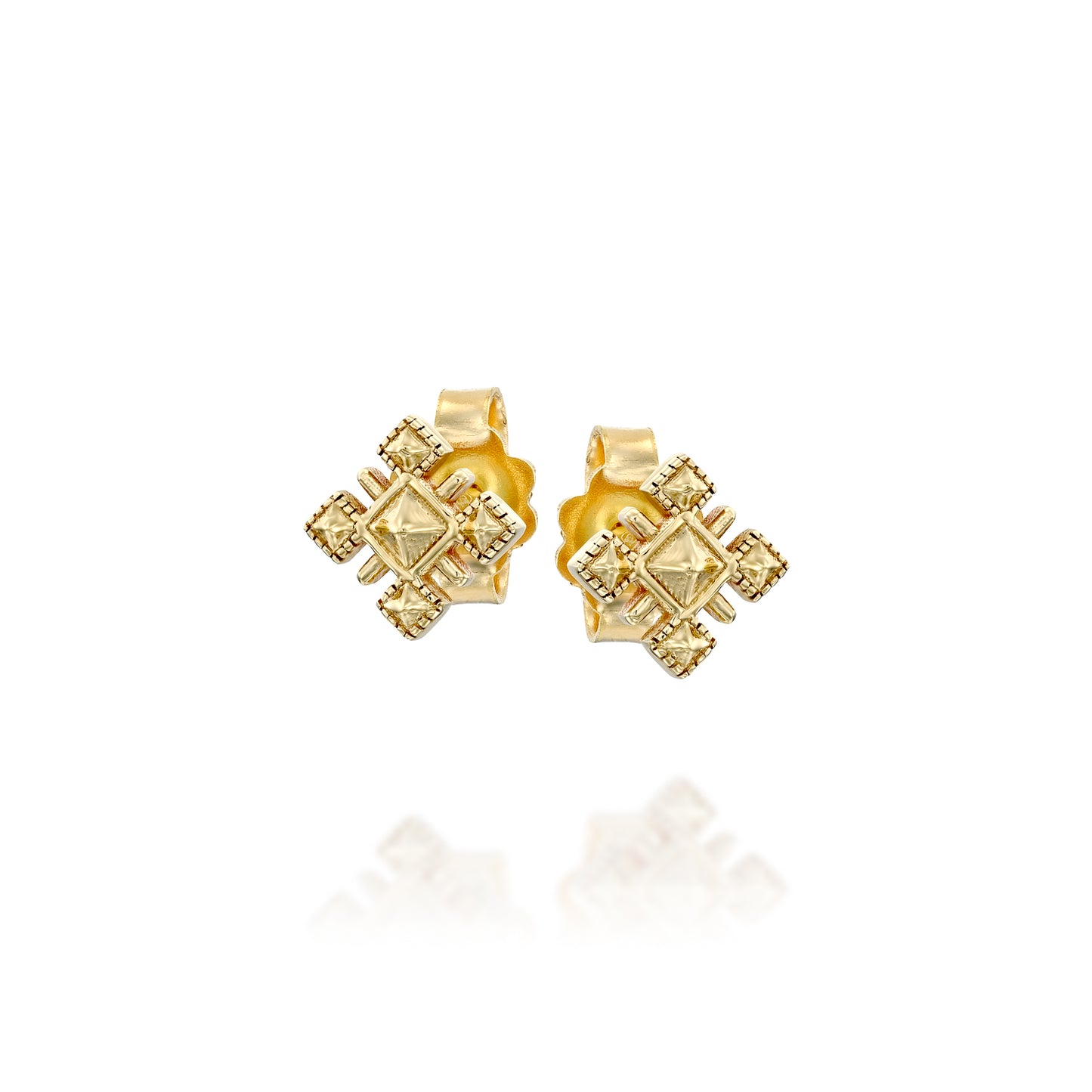 TAKAMA 14k Solid Yellow Gold Stud Earrings