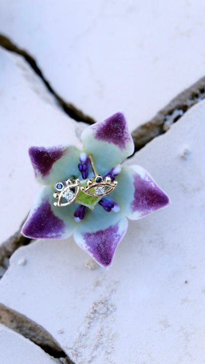 TINY EYE 14K Solid Gold Stud Earrings