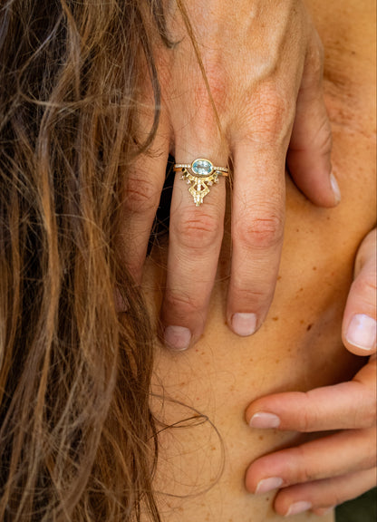 SOAR Ring 14K Solid Gold Lab Diamonds & Natural Peach Sapphires.
