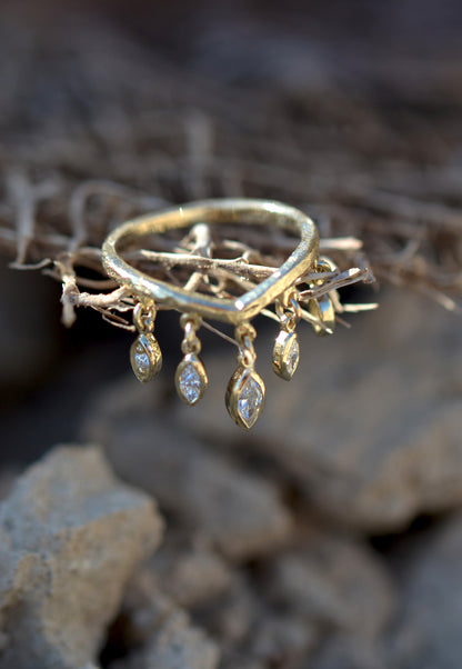 DROPS Ring 14K Gold Lab Diamonds