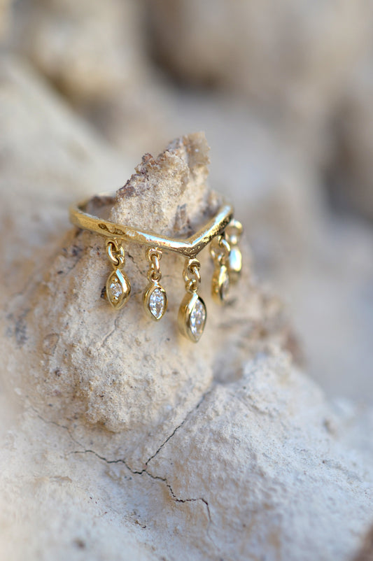 DROPS Ring 14K Gold Lab Diamonds