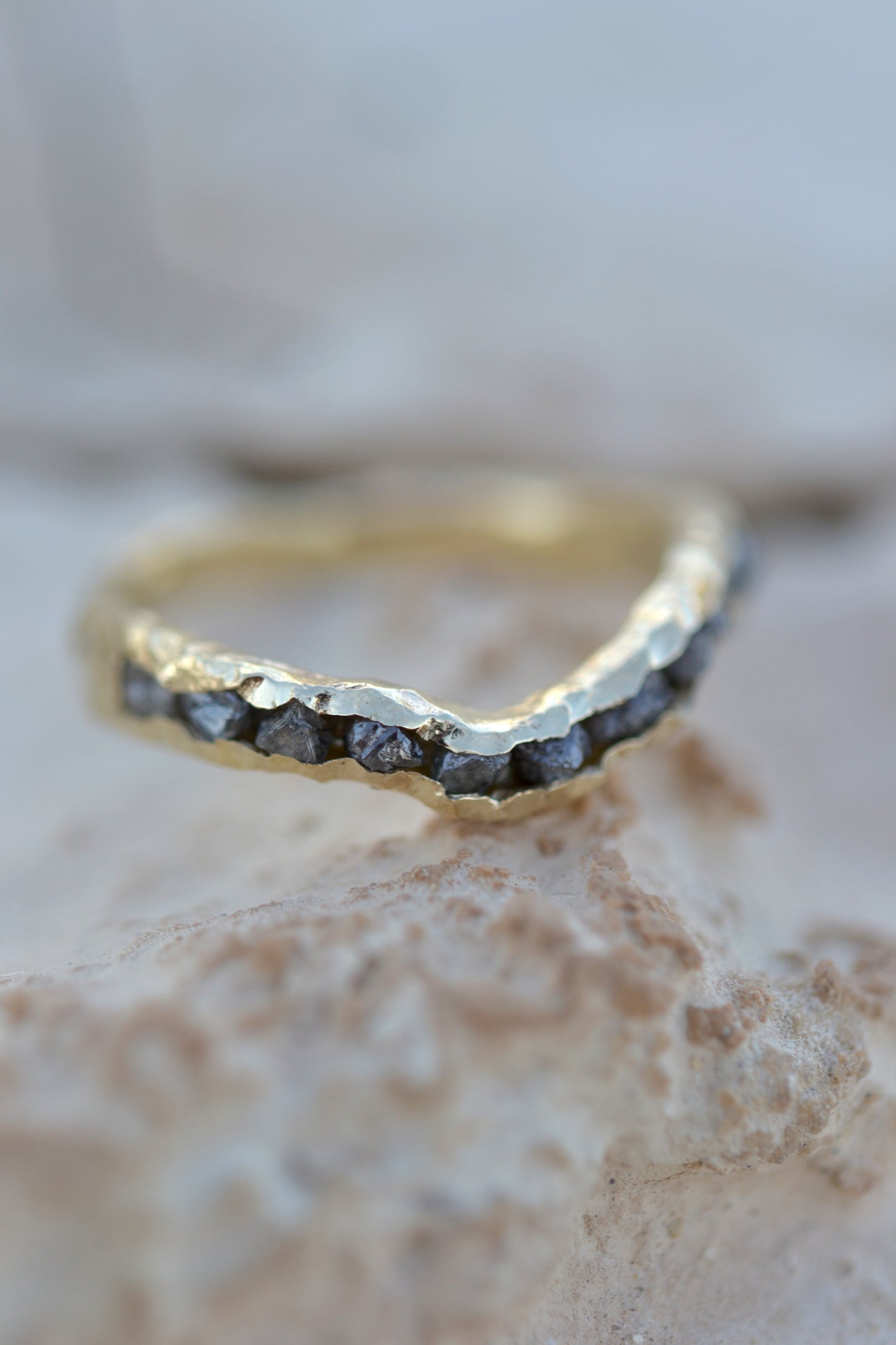 DUNES Ring 14K Solid Gold Narual Raw Diamonds