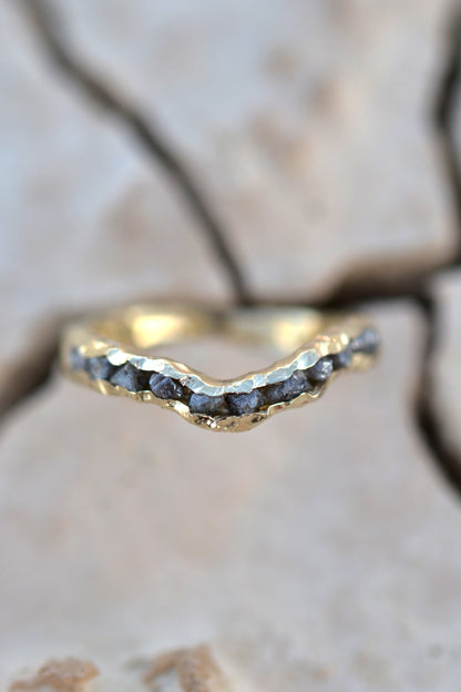 DUNES Ring 14K Solid Gold Narual Raw Diamonds
