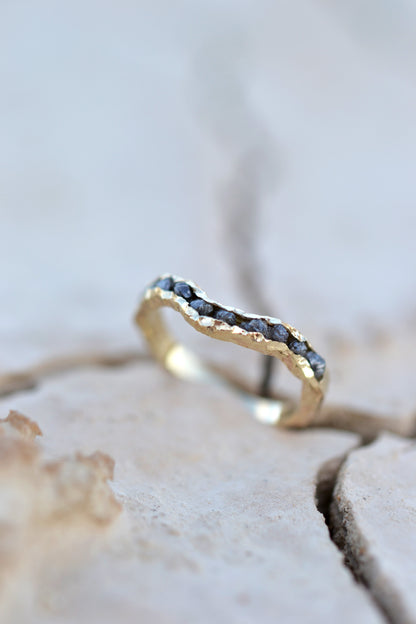 DUNES Ring 14K Solid Gold Narual Raw Diamonds