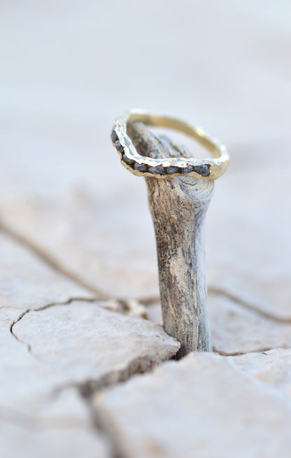 DUNES Ring 14K Solid Gold Narual Raw Diamonds