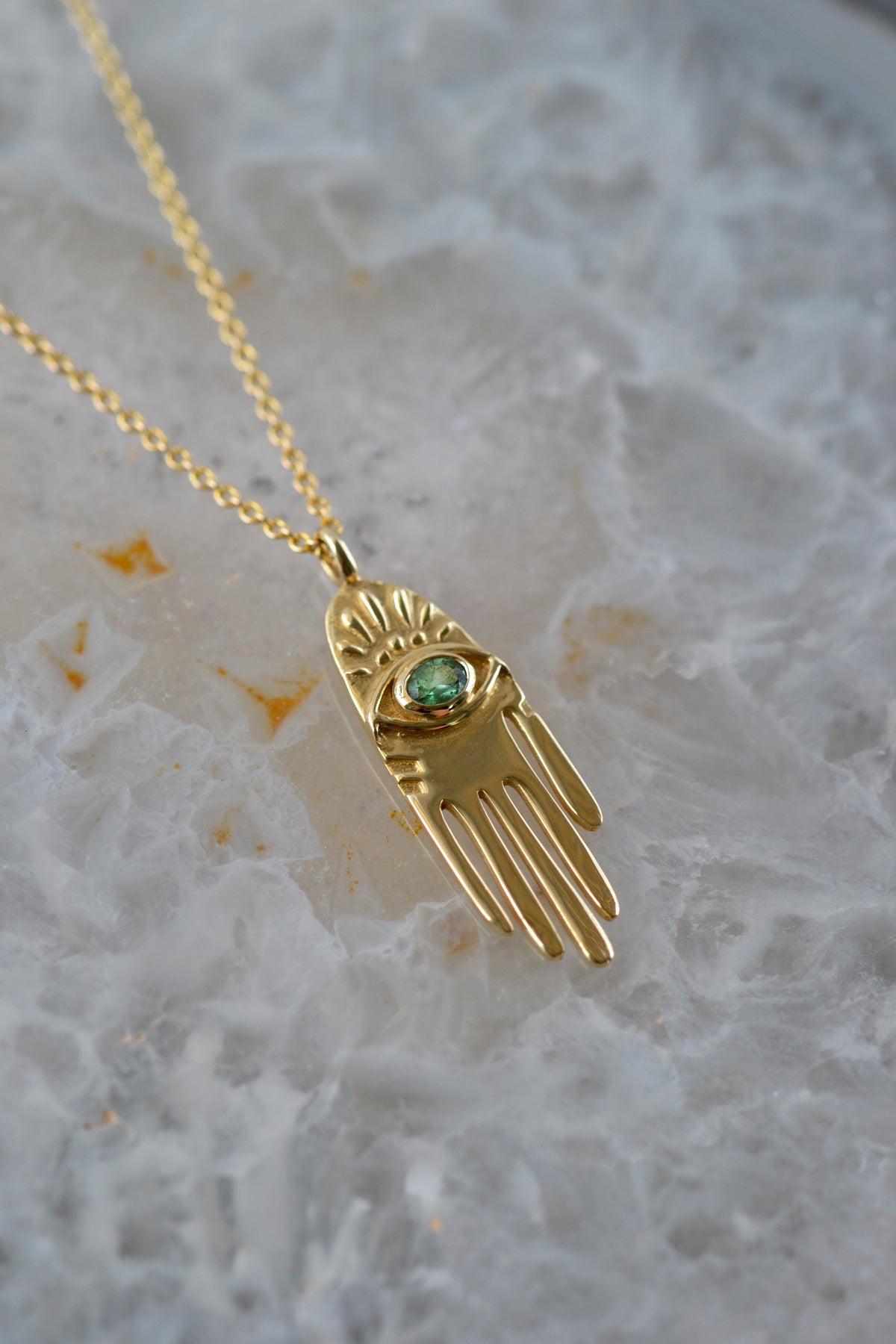 HAMSA Necklace 14K Solid Yellow Gold