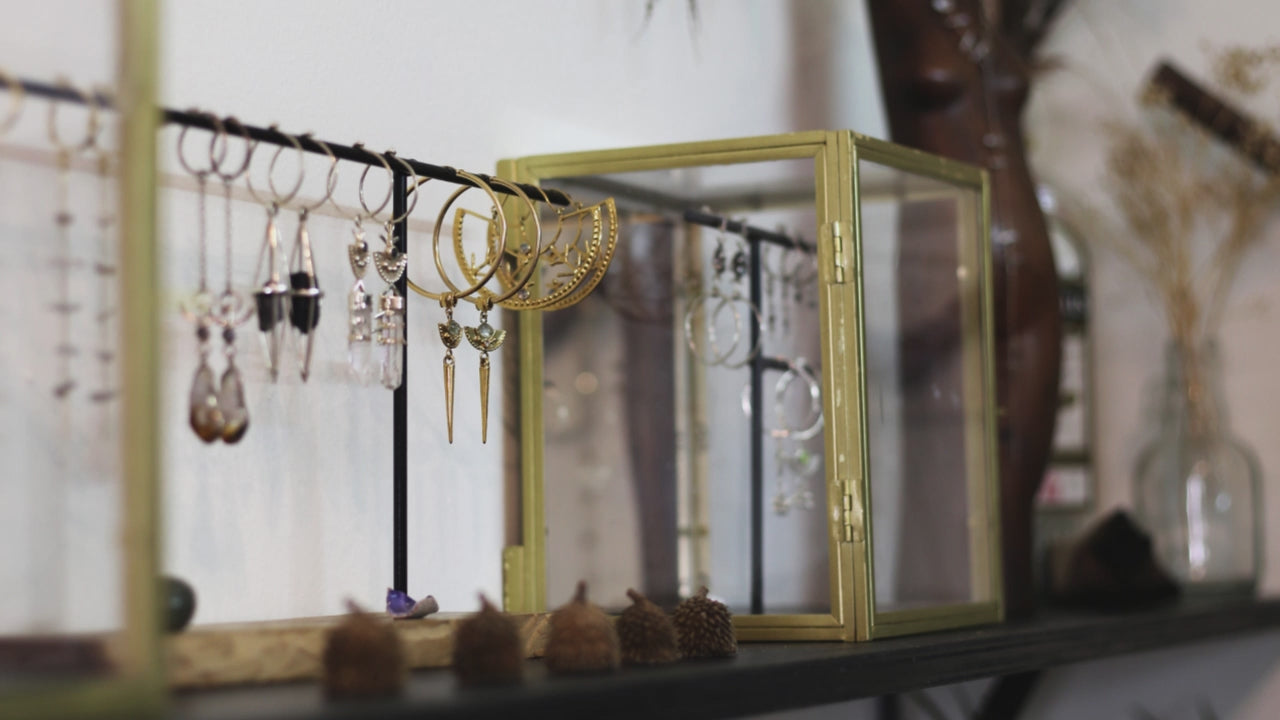 Load video: Bohoreina Showroom. come into my intimate little temple where i display my jewelry designs, crystals collection and rental service.